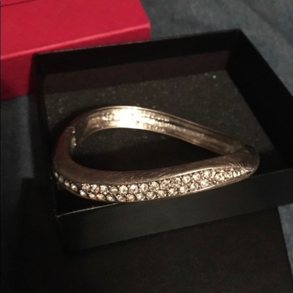 Pave Crystal Curved Hinged Bangle - Picture 3 of 10